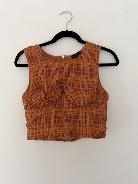 current air Rust Plaid Cropped Top
